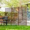 Glitzhome® 6ft. Brown Galvanized Steel Geometric Pattern Privacy Screen Fence Panel & Room Divider
